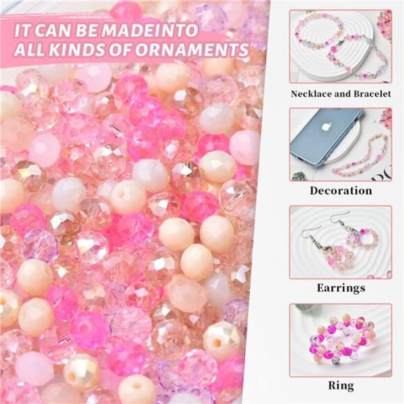 1000pcs 4/6/8mm Rondelle Glass Beads for Jewelry Making,Electroplate Round - Picture 4 of 7